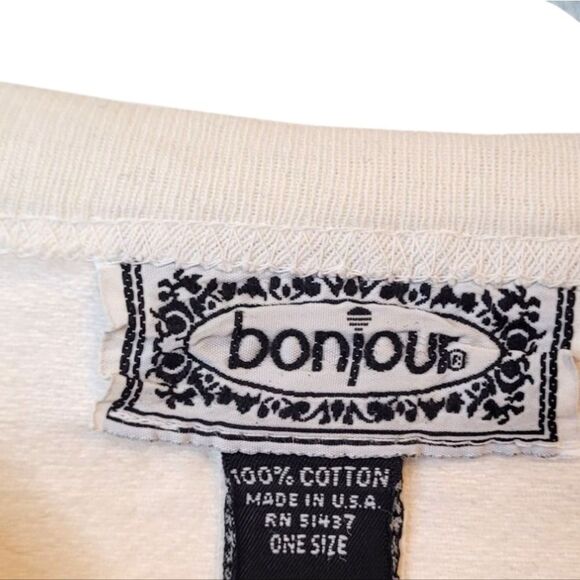 Vintage Bonjour Cream Back To Nature Pullover Sweatshirt One Size - Picture 3 of 5